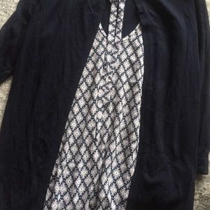 NWT LOFT Navy mixed media sweater